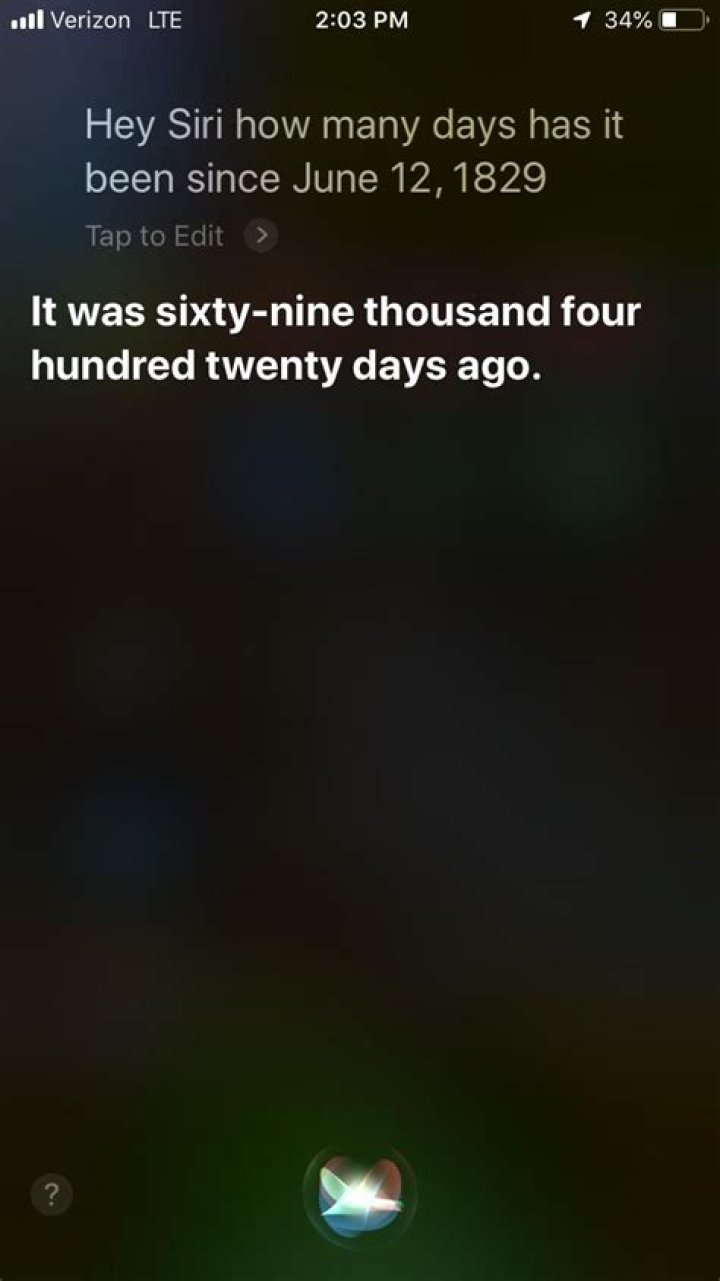 How many days has it been since June 12 1829?