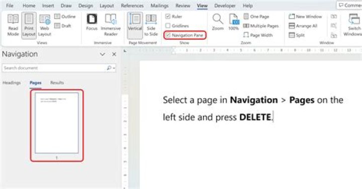 How to get rid of a page in word