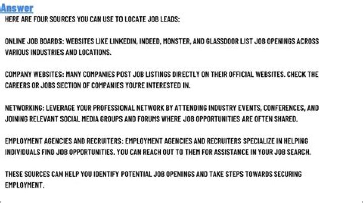 List Four Sources You Can Use To Locate Job Leads