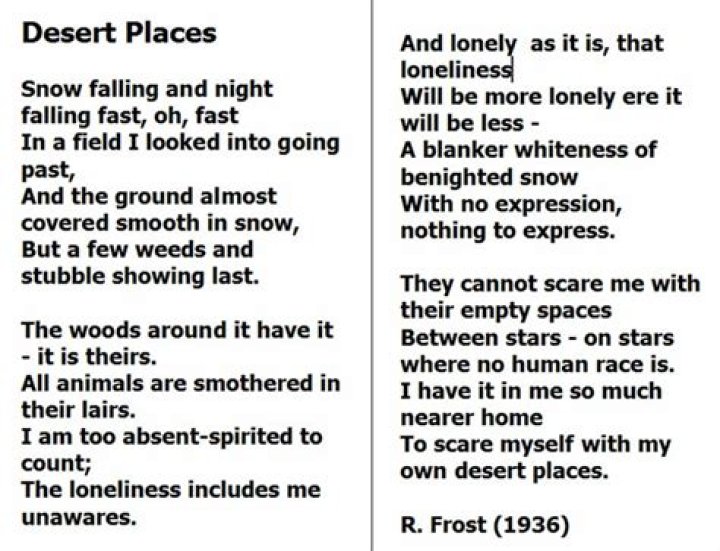 When did Frost write desert places